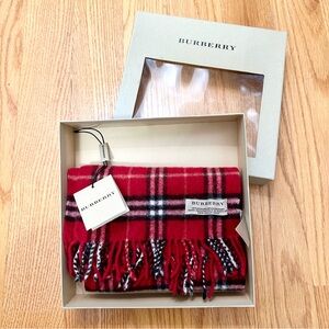 Burberry Cherry Red Merino/Cashmere Scarf - One Size